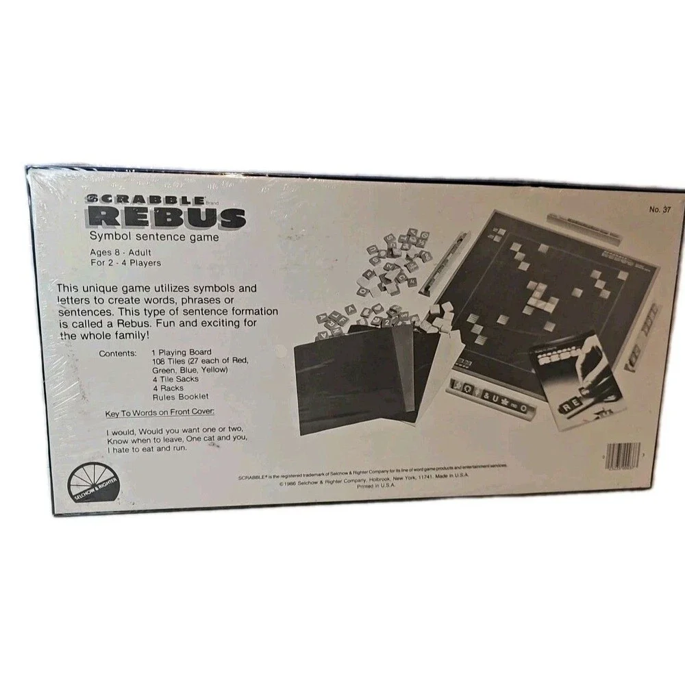 NEW SEALED Vintage SCRABBLE Rebus game by Selchow and Righter 1986